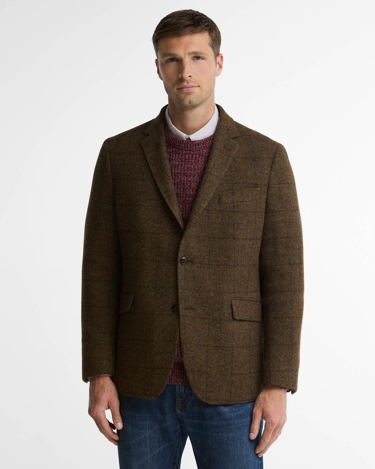 Barbour Gosforth Moons Check Blazer in Brown