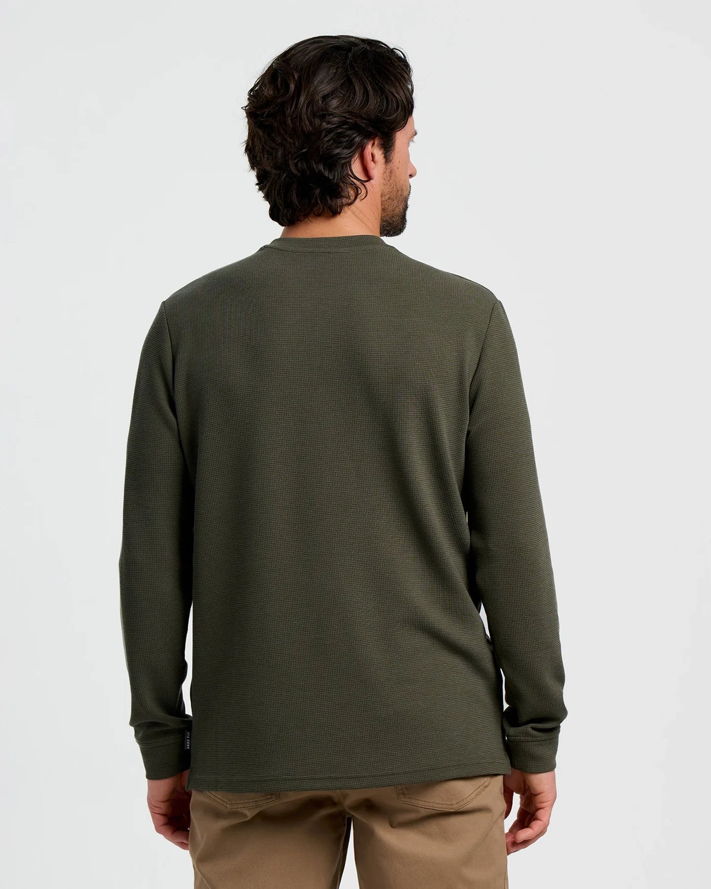Free Fly Men's Waffle Crew in Dark Forest