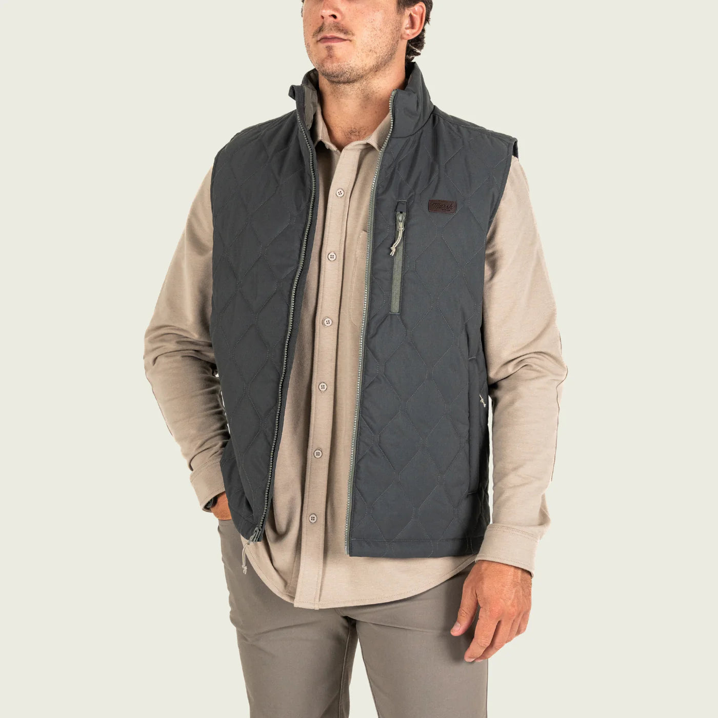 Marsh Barnwell Puff Full Zip Vest in Ash