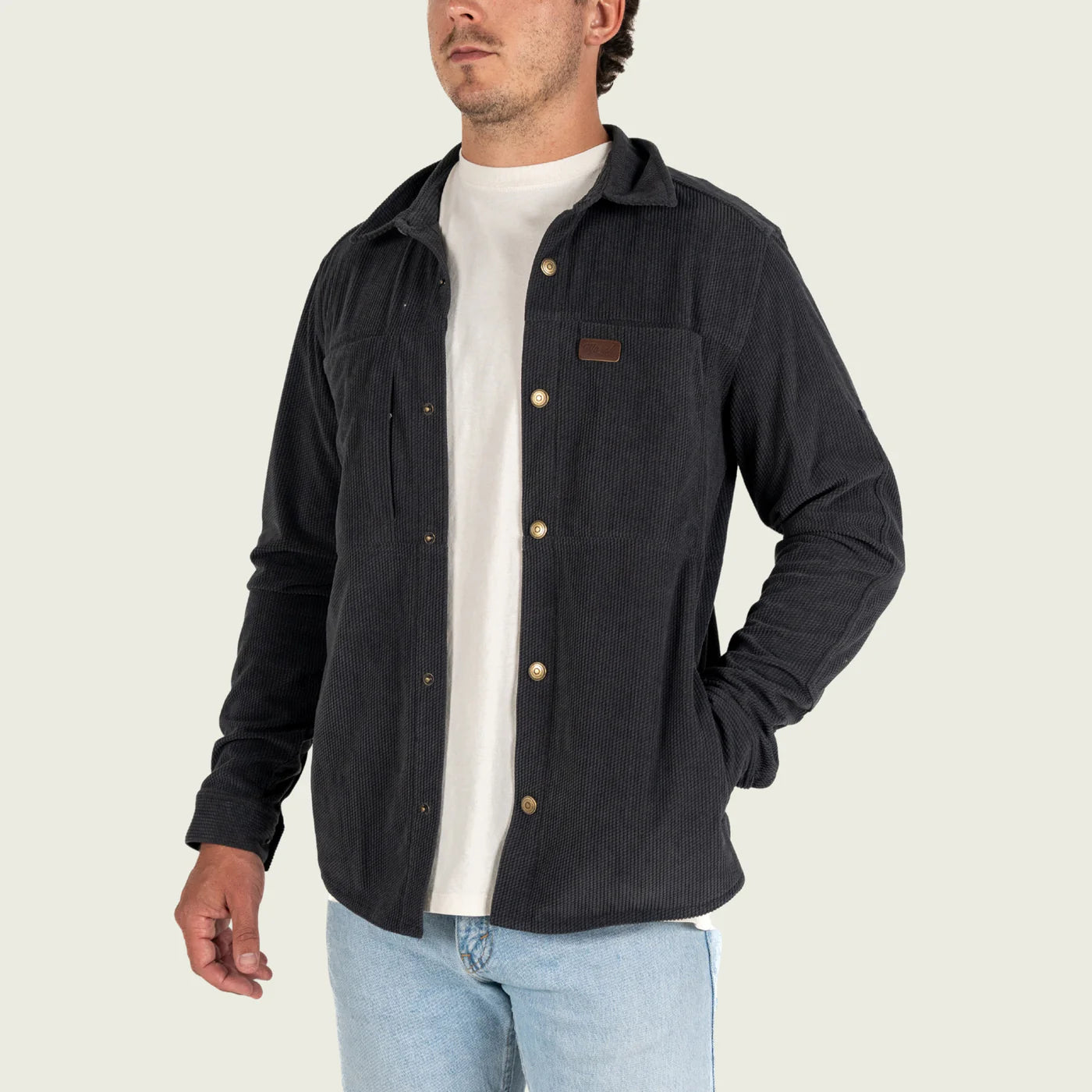 Marsh The Delano Cord Shacket in Iron
