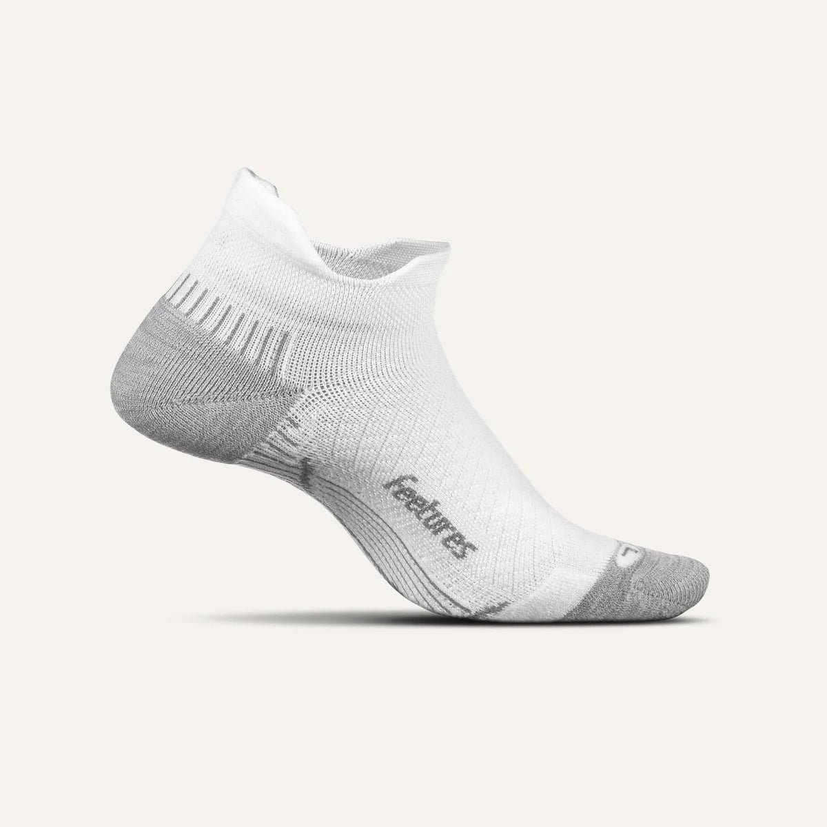 Feetures Plantar Fasciitis Relief Sock Light Cushion Tab in White