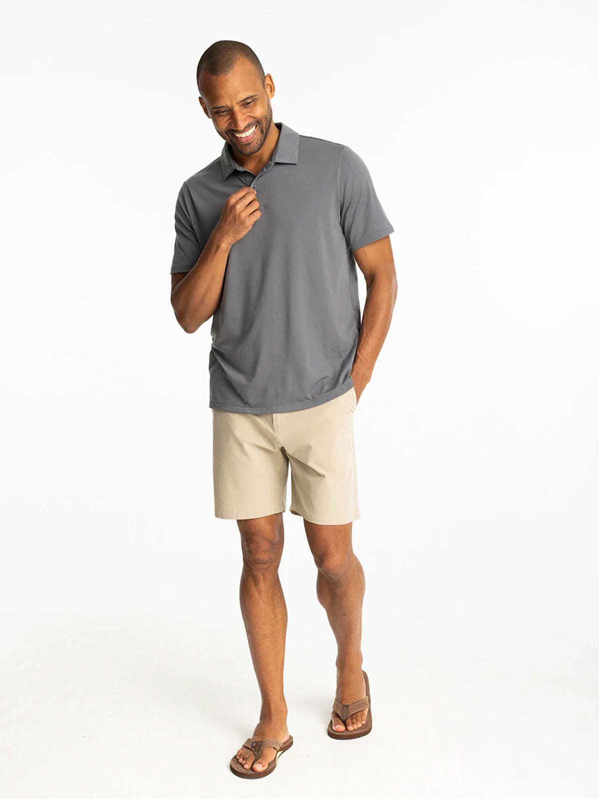 Free Fly Men's Elevate Polo in Smoke