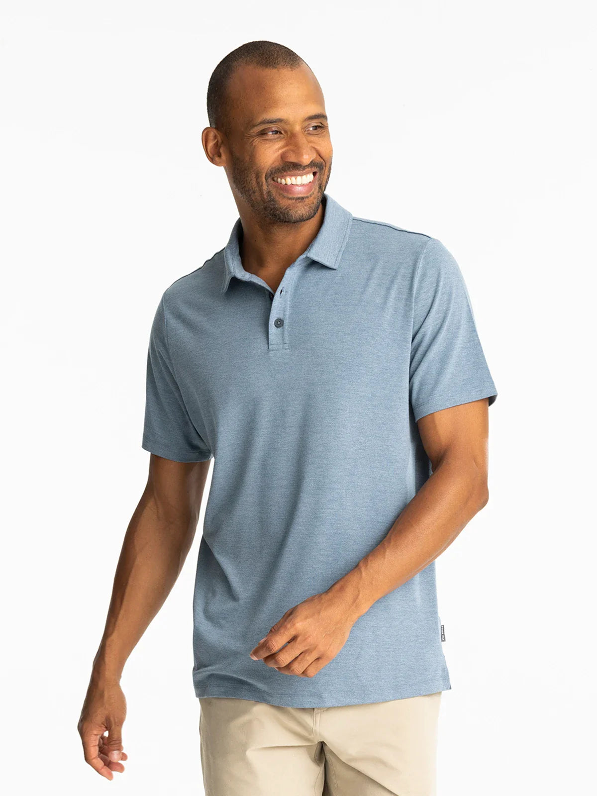 Free Fly Men's Bamboo Flex Polo II in Heather Deepwater
