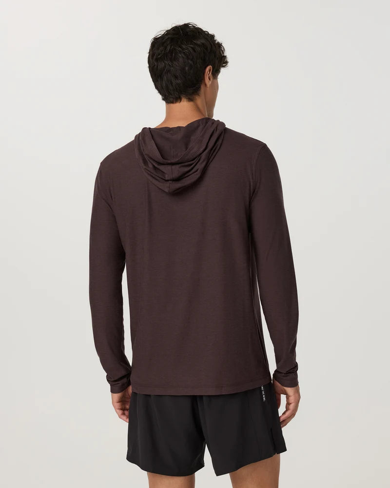 vuori Men's Strato Tech Hoodie in French Roast Heather