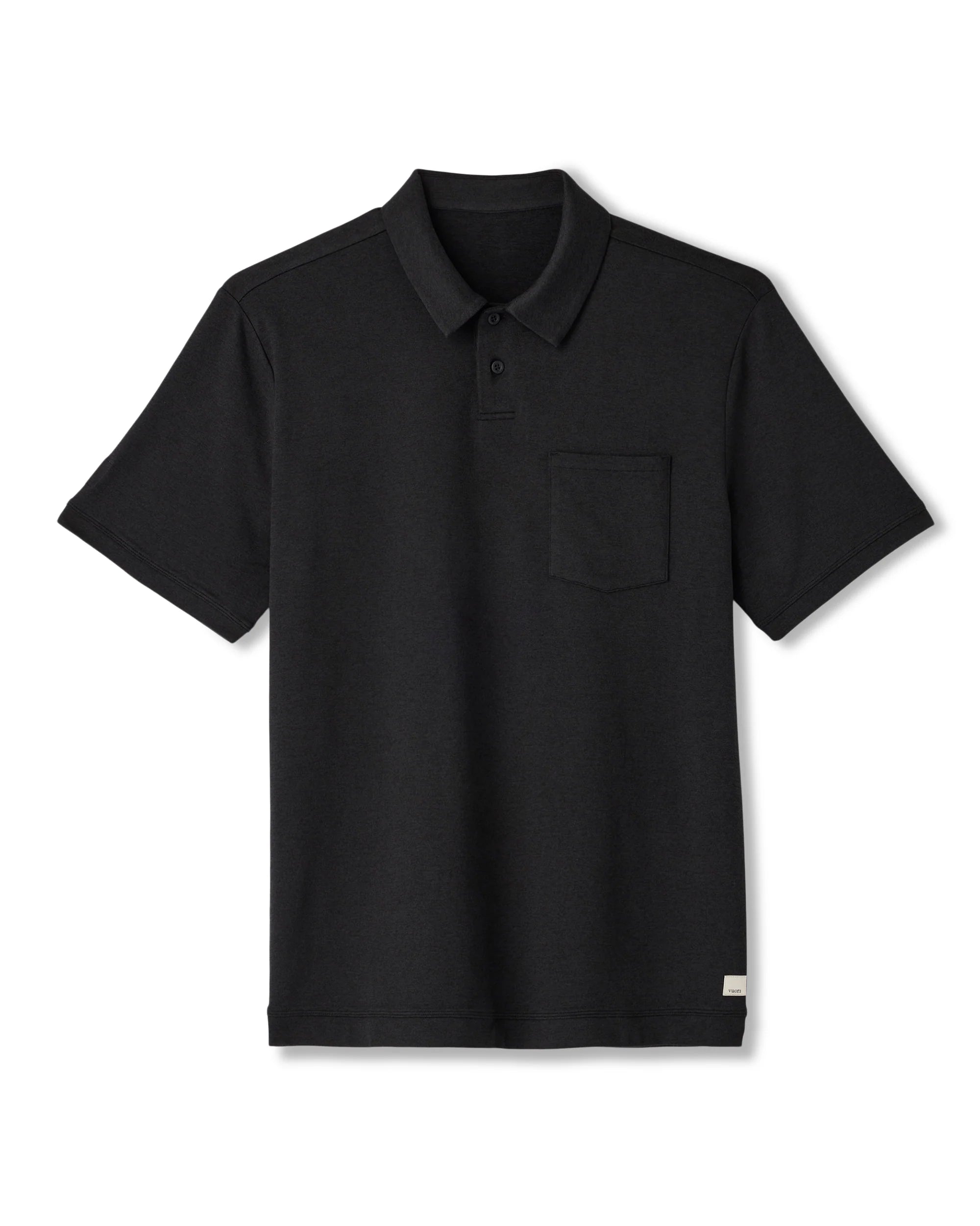 vuori Men's Short Sleeve Ponto Performance Polo in Heather Black