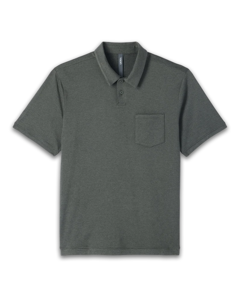 vuori Men's Short Sleeve Ponto Performance Polo in Army Heather