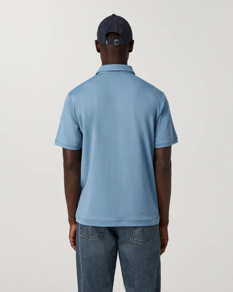 vuori Men's Short Sleeve Ponto Performance Polo in Salty Air Heather