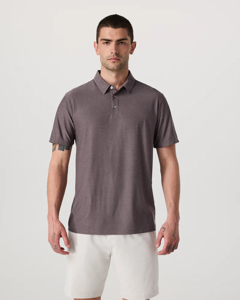vuori Men's Strato Tech Polo in Huckleberry Heather