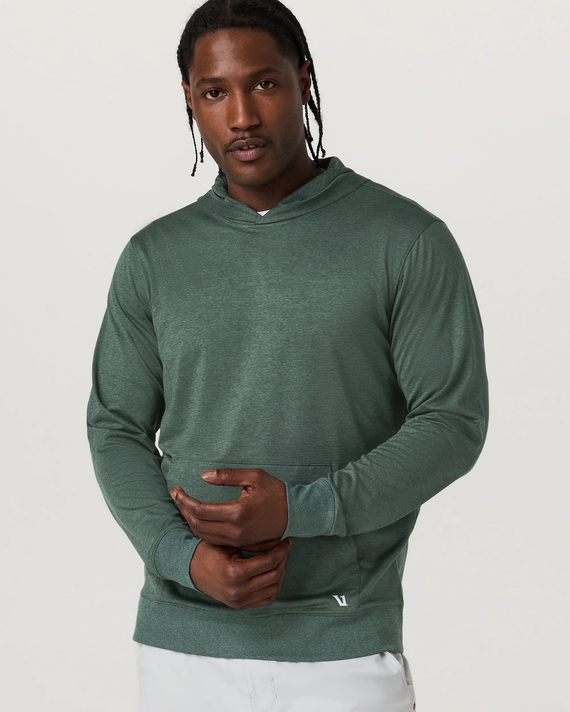 vuori Men's Sunday Hoodie 2.0 in Agate Green Heather