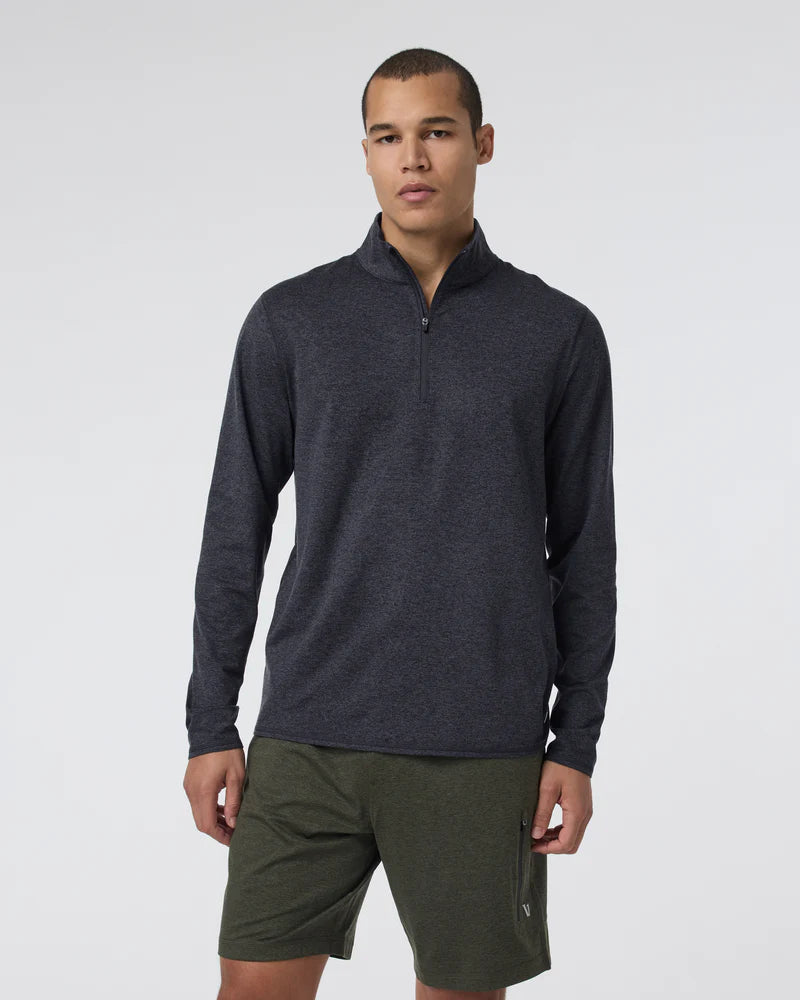 vuori Men's Ponto Half Zip Mock Neck in Charcoal Heather