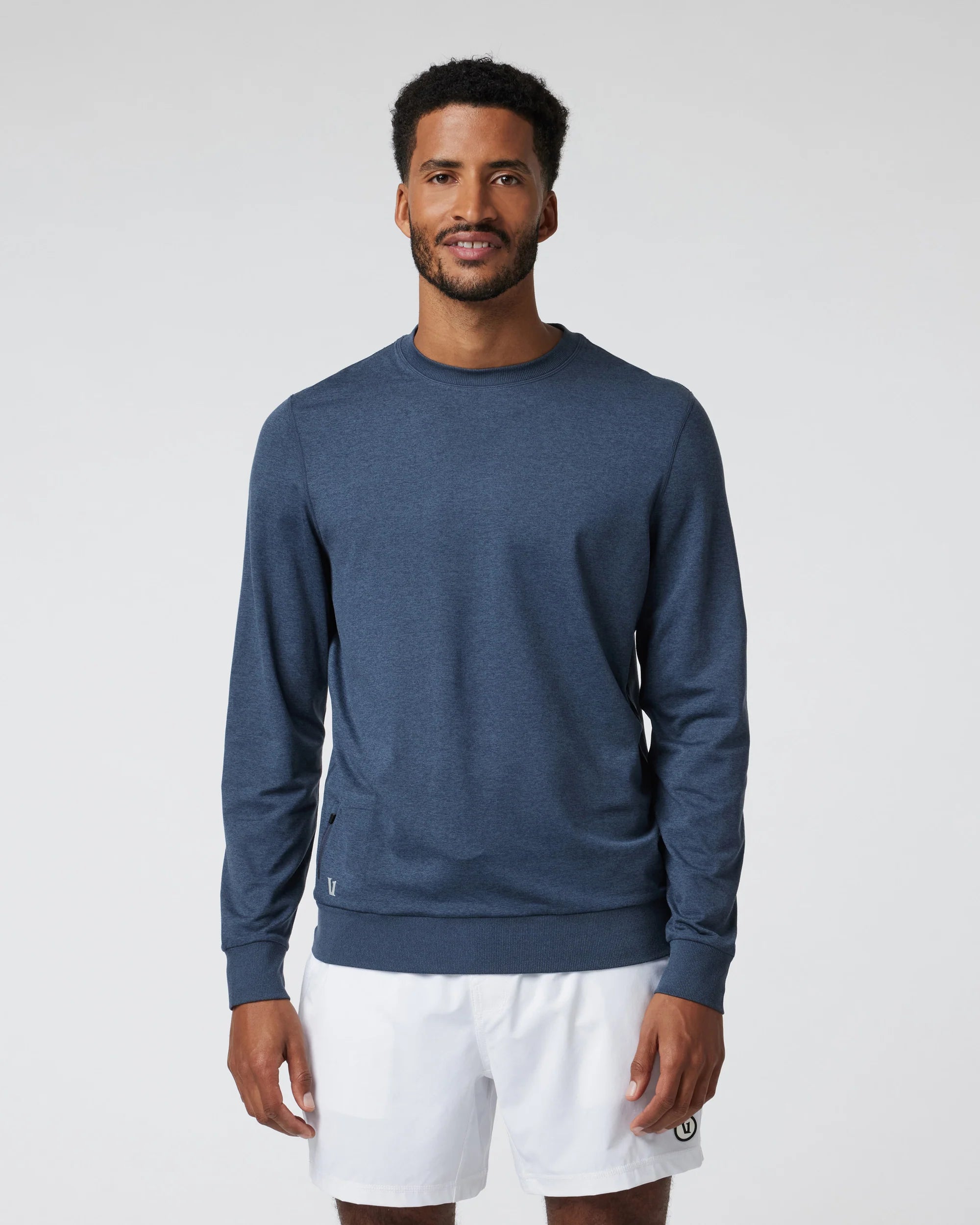 vuori Men's Long Sleeve Ponto Performance Crew in Azure Heather
