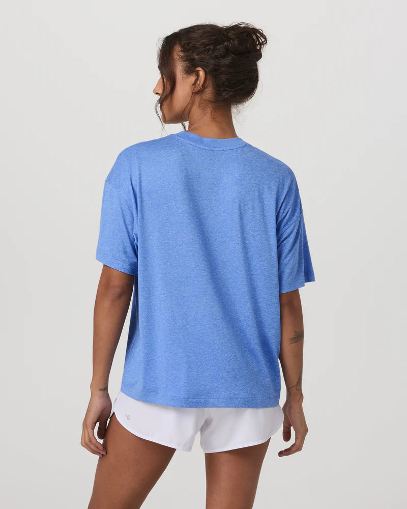 vuori Women's Energy Tee Long in Riviera Blue Heather