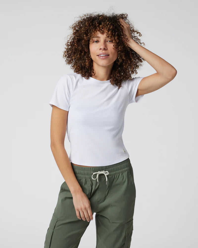 vuori Women's Pose Fitted Tee in White