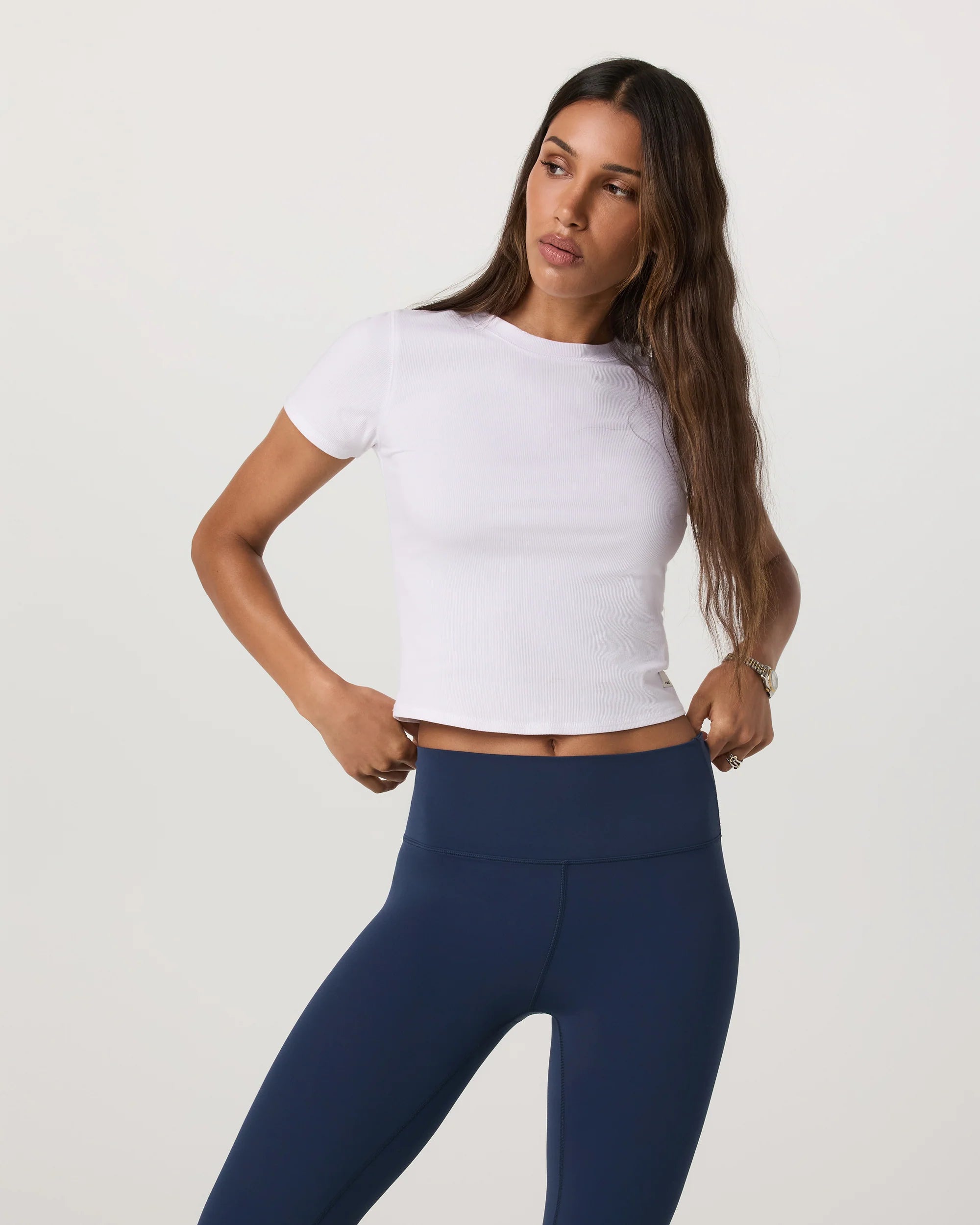 vuori Women's Pose Fitted Tee in White
