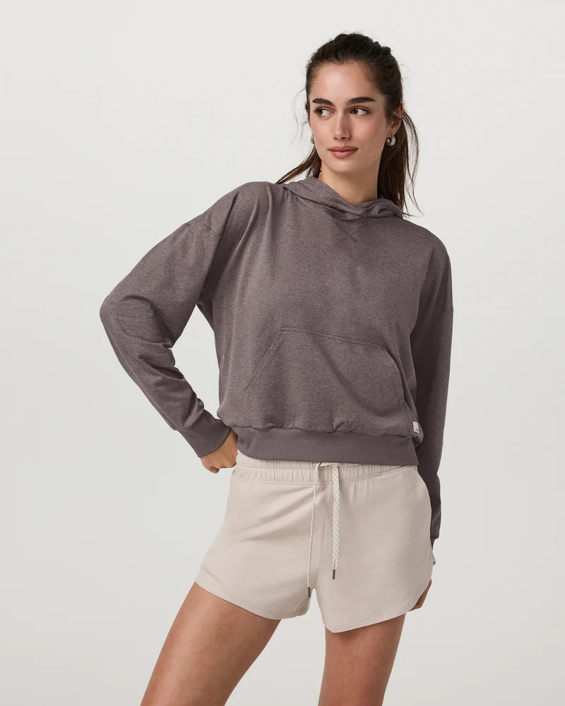 vuori Women's Halo Modern Pullover Hoodie in Huckleberry Heather