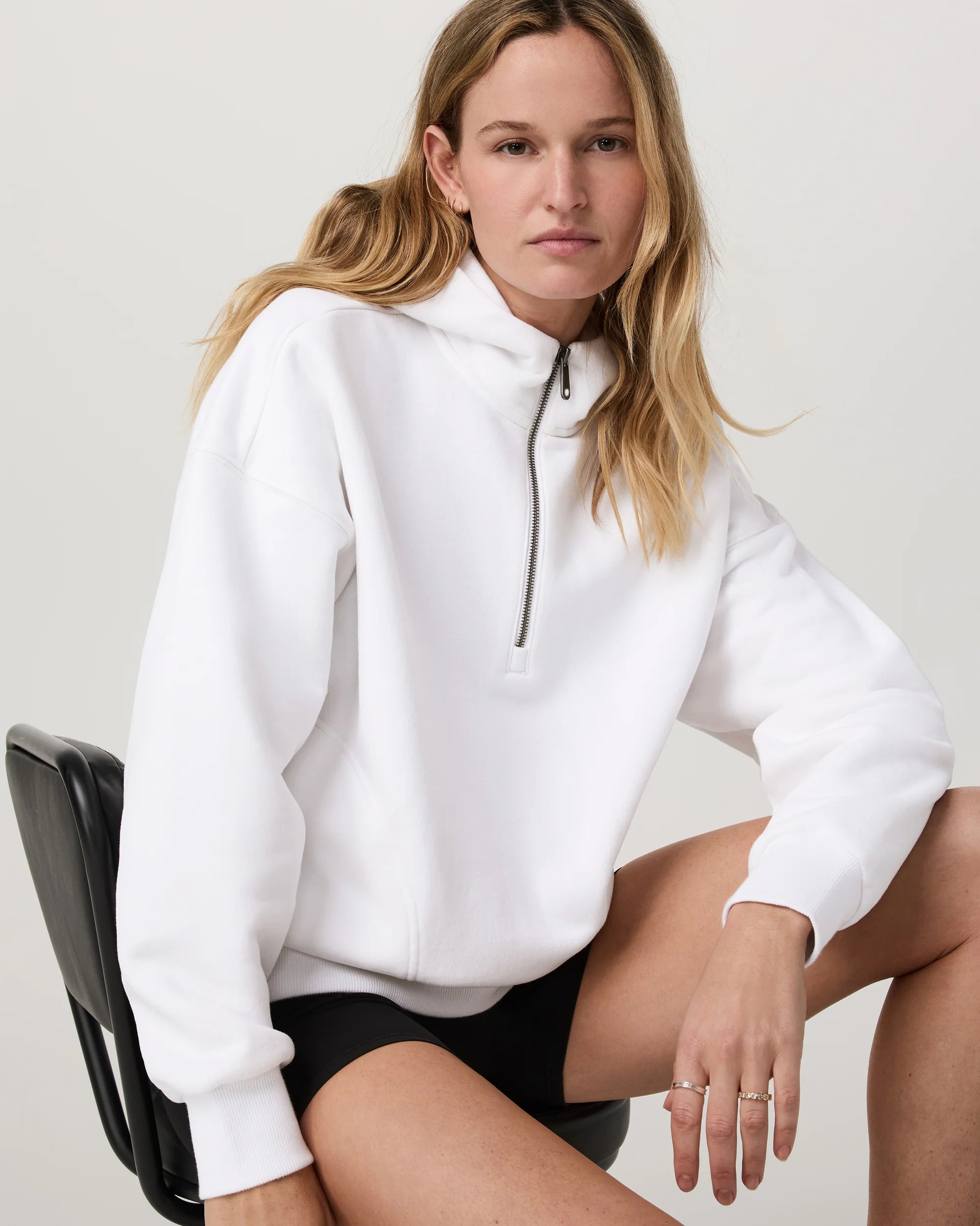 vuori Women's Restore Relaxed Half Zip Hoodie in White