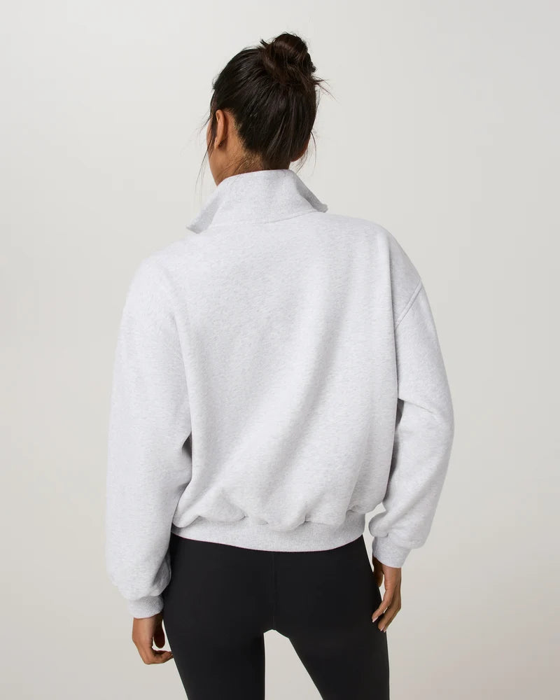 vuori Women's Restore Oversized Half Zip in Pale Grey Heather