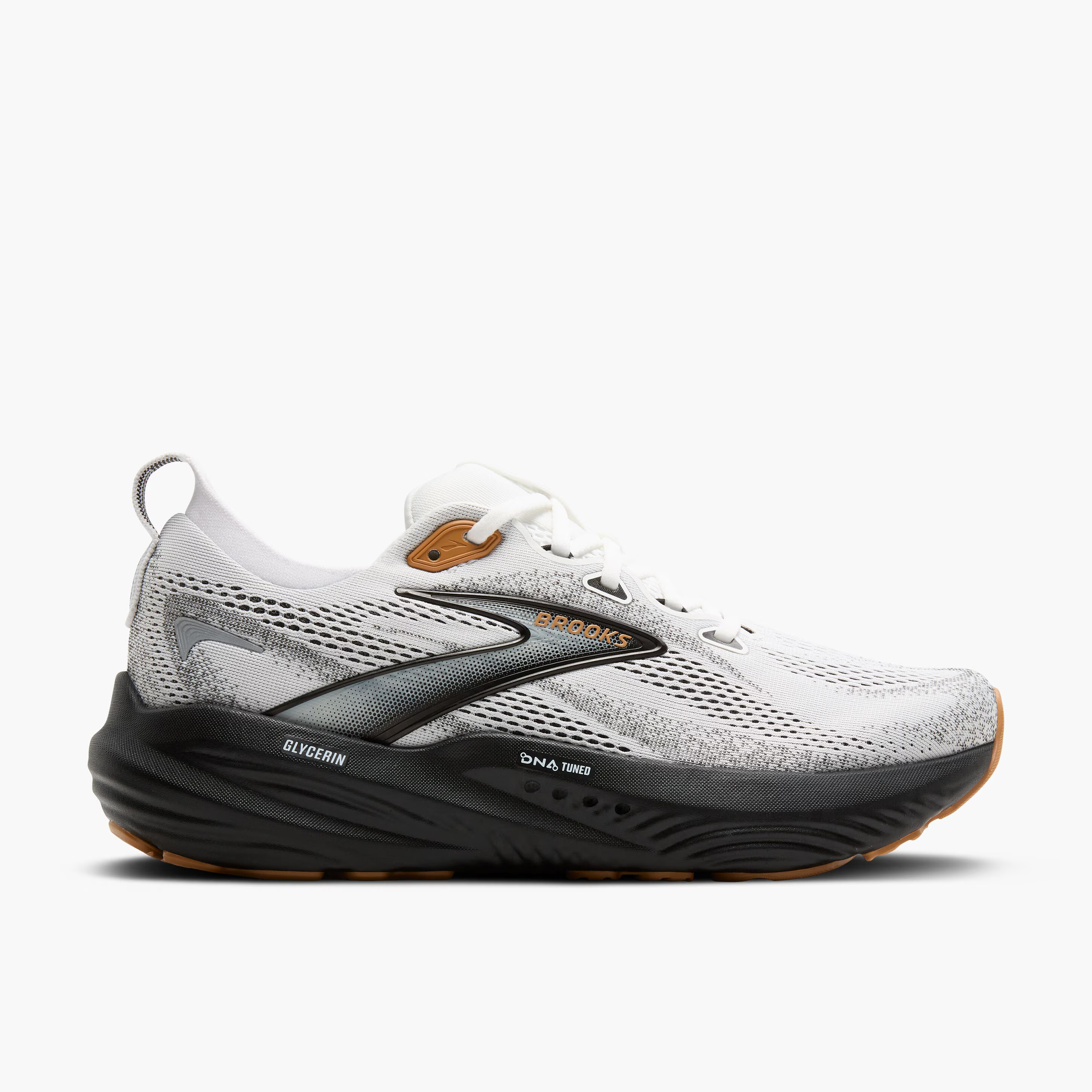 Men's Brooks Glycerin 22 Road Running Shoe in White/Grey/Black
