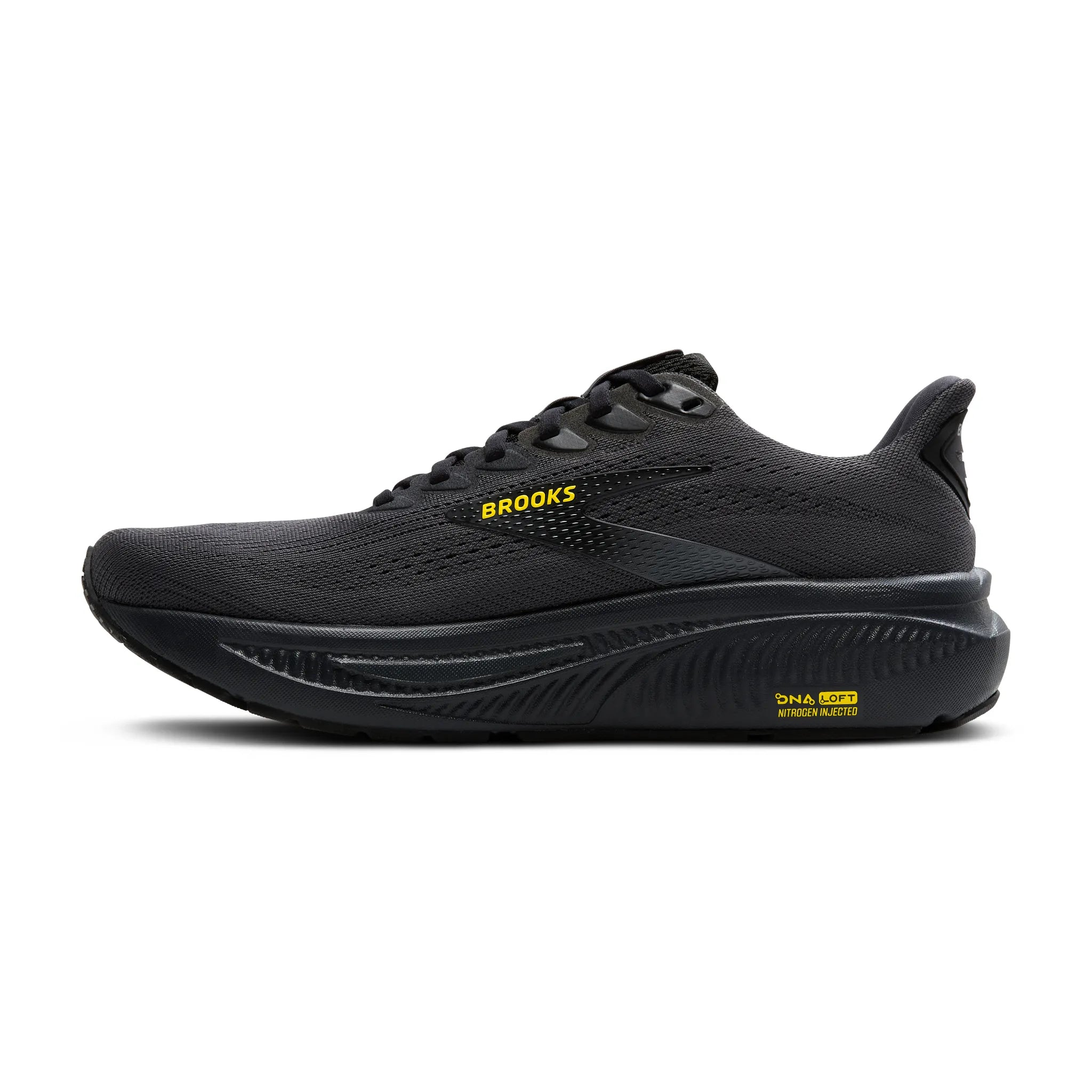 Men's Brooks Ghost 17 Road Running Shoe in Ebony/Black/Yellow