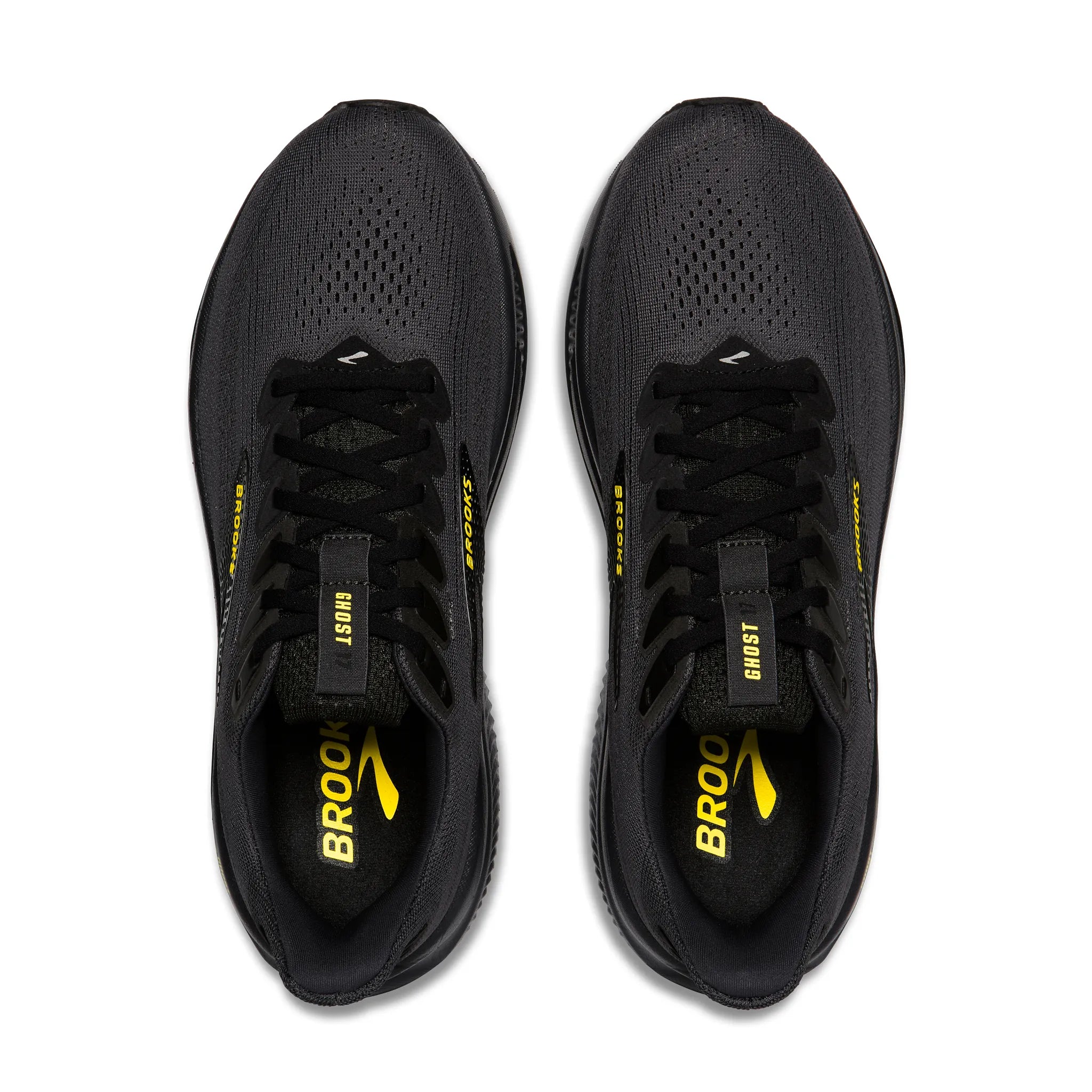 Men's Brooks Ghost 17 Road Running Shoe in Ebony/Black/Yellow