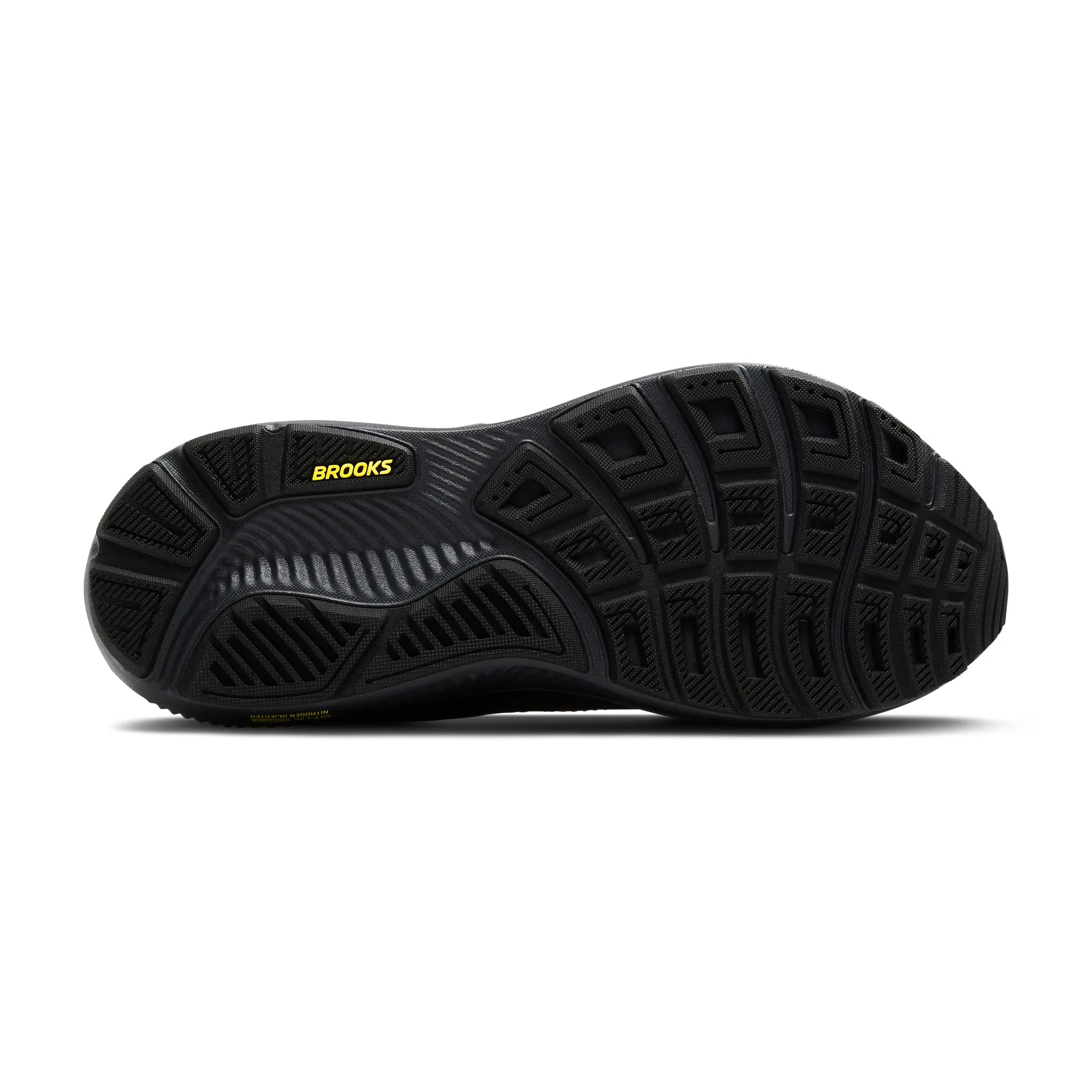 Men's Brooks Ghost 17 Road Running Shoe in Ebony/Black/Yellow