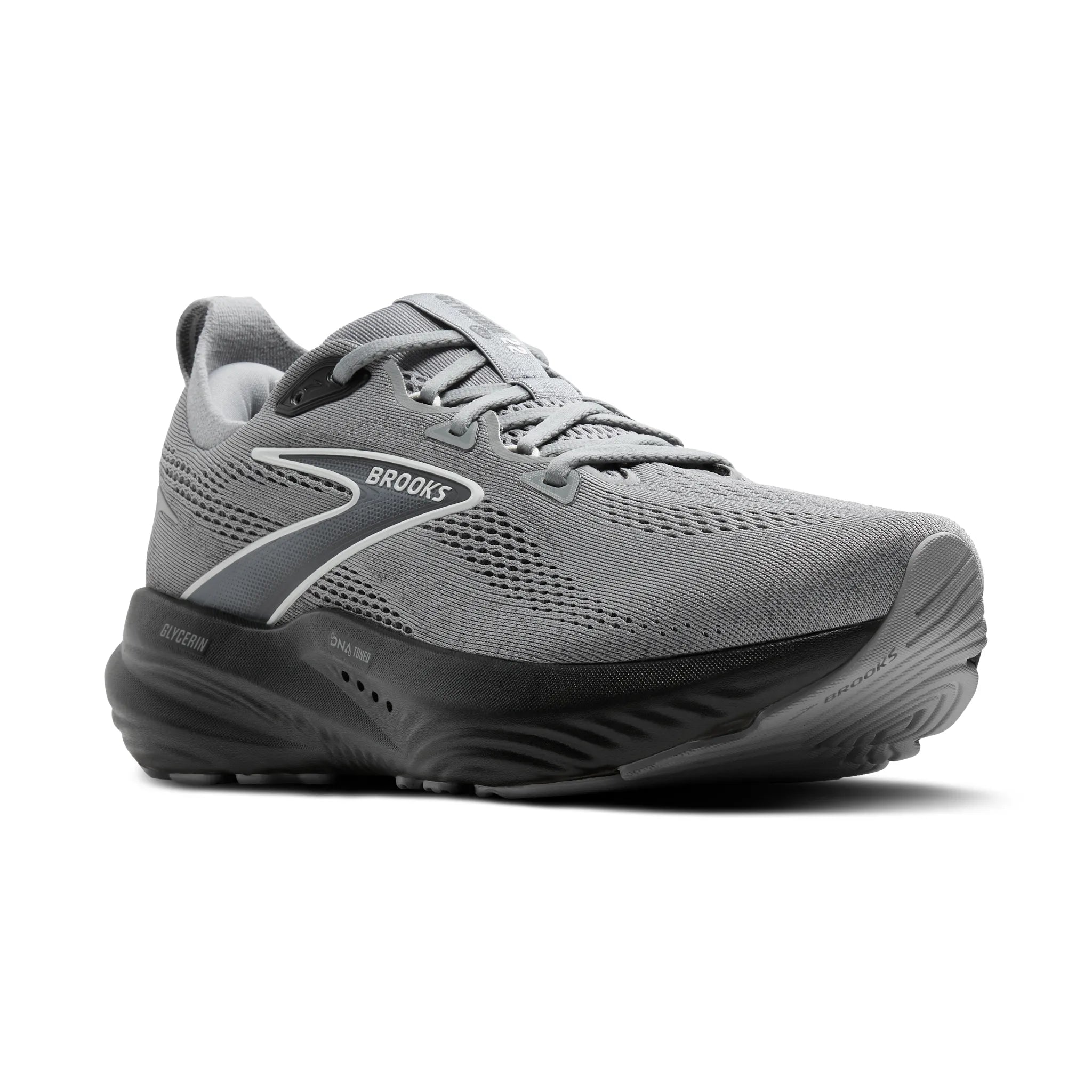 Men's Brooks Glycerin 22 Road Running Shoe in Primer Gray/Ebony/Bluewash