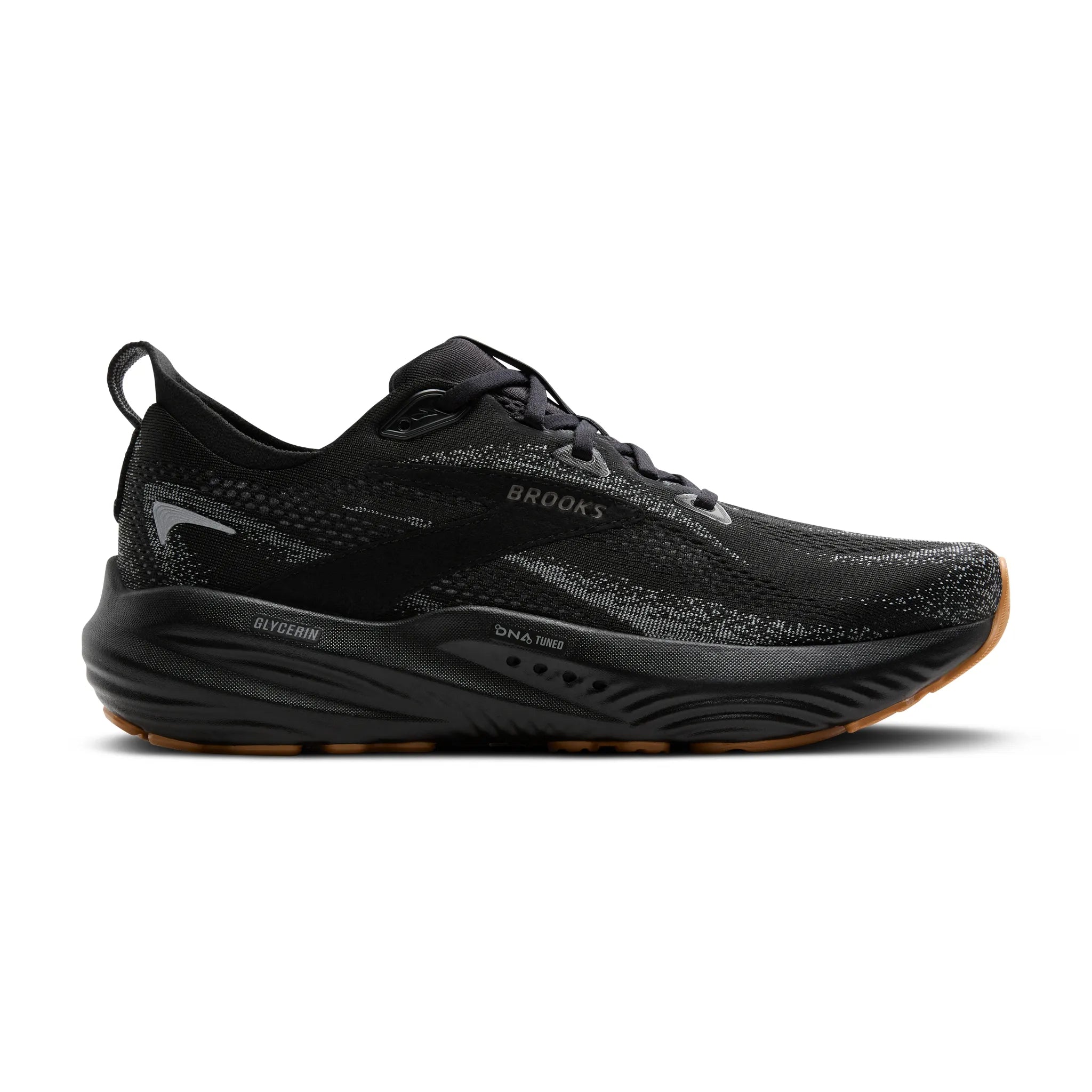 Men's Brooks Glycerin 22 Road Running Shoe in Black/Primer Gray/Biscuit