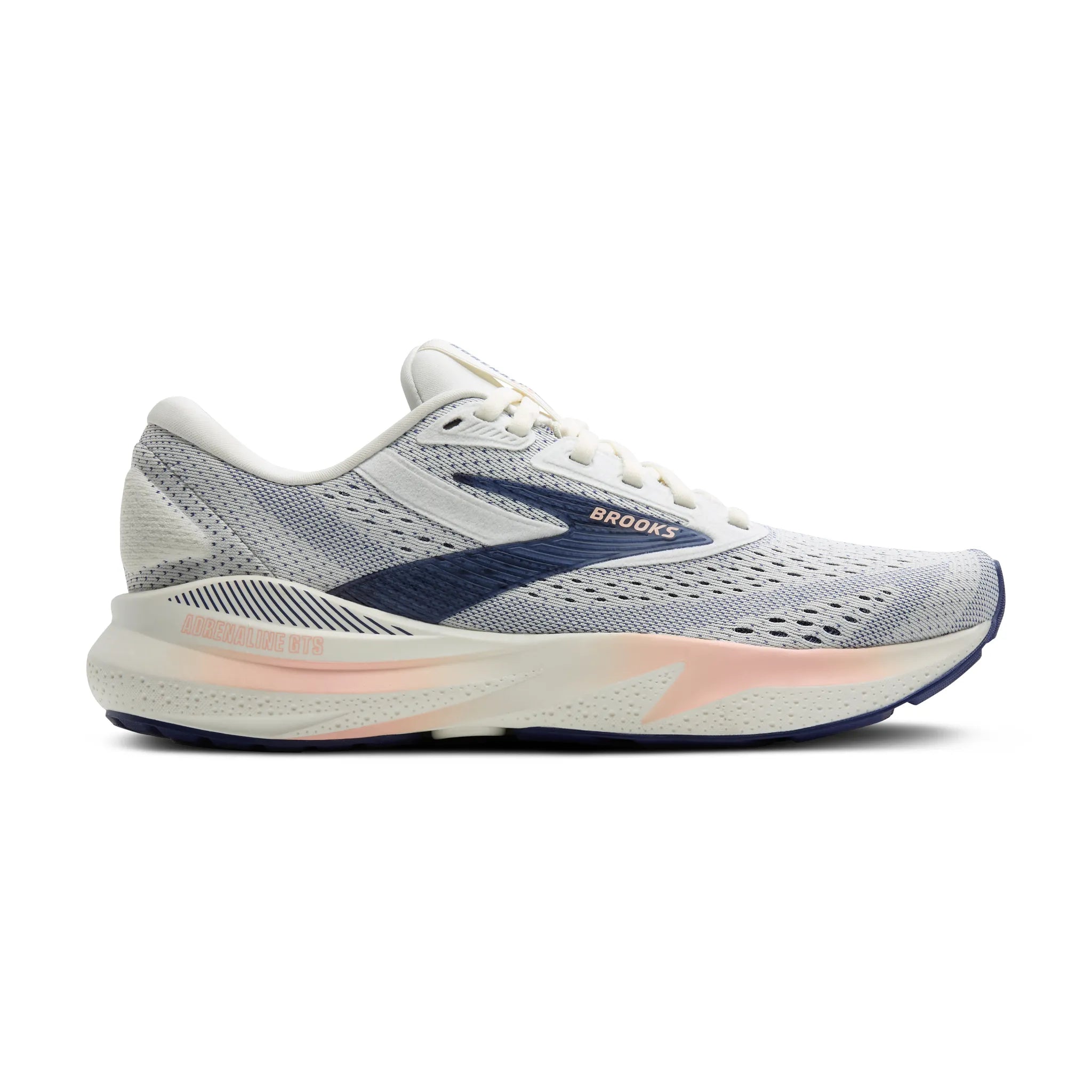 Women's Brooks Running Adrenaline GTS 24 Road Running Shoe in Grey/Blue Ribbon/Peach