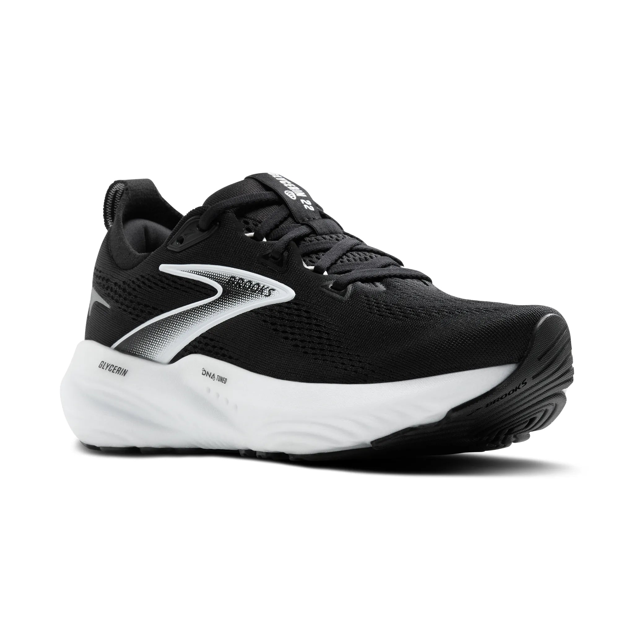 Men's Brooks Glycerin 22 Road Running Shoe in Black/Grey/White