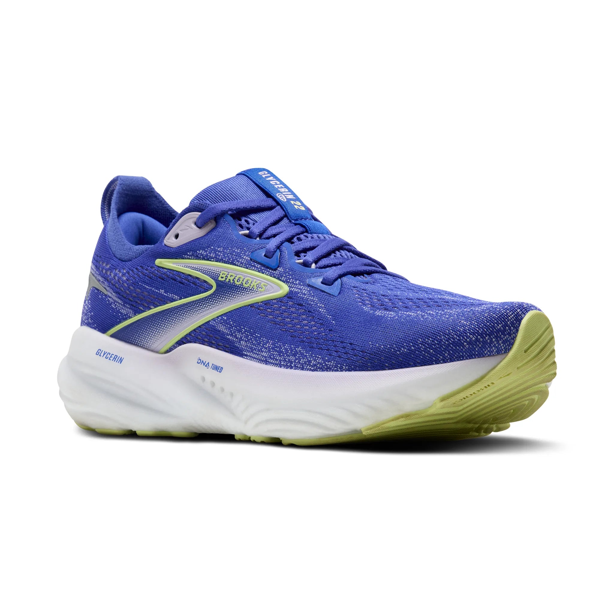 Women's Brooks Glycerin 22 Road Running Shoe in Amparo Blue/Hyper Iris/Yellow