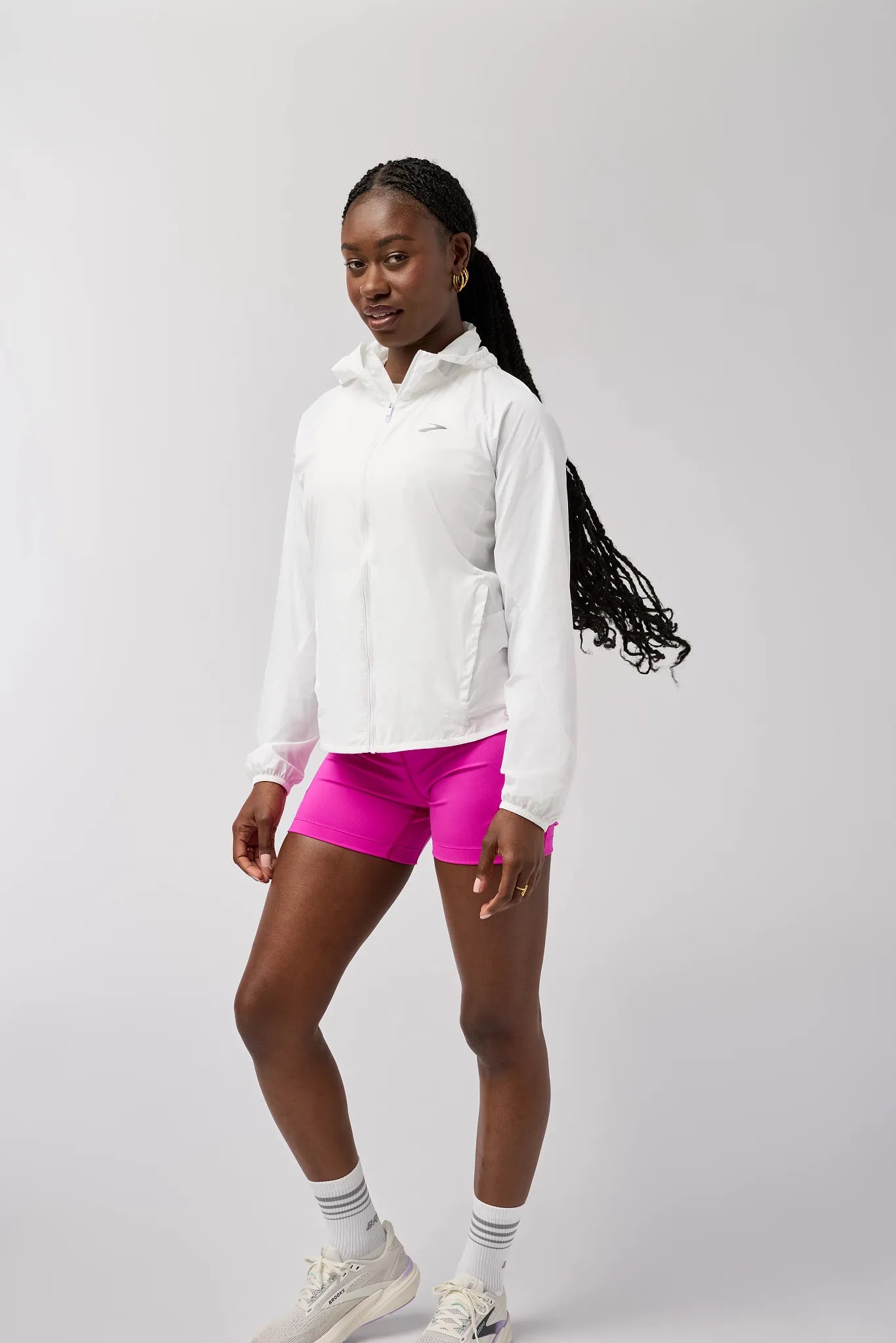 Women's Brooks Canopy Packable Jacket in White