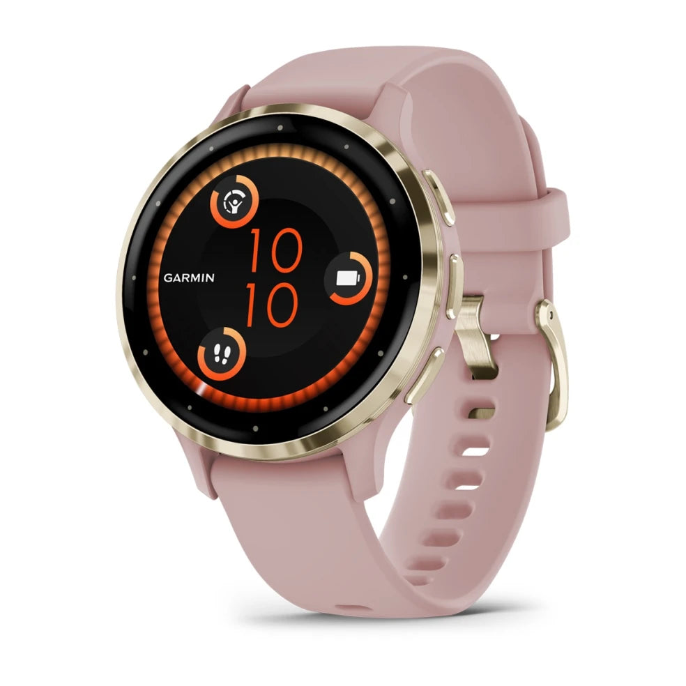 Garmin Venu® 3S Smartwatch, Soft Gold Stainless Steel Bezel with Dust Rose Case and Silicone Band