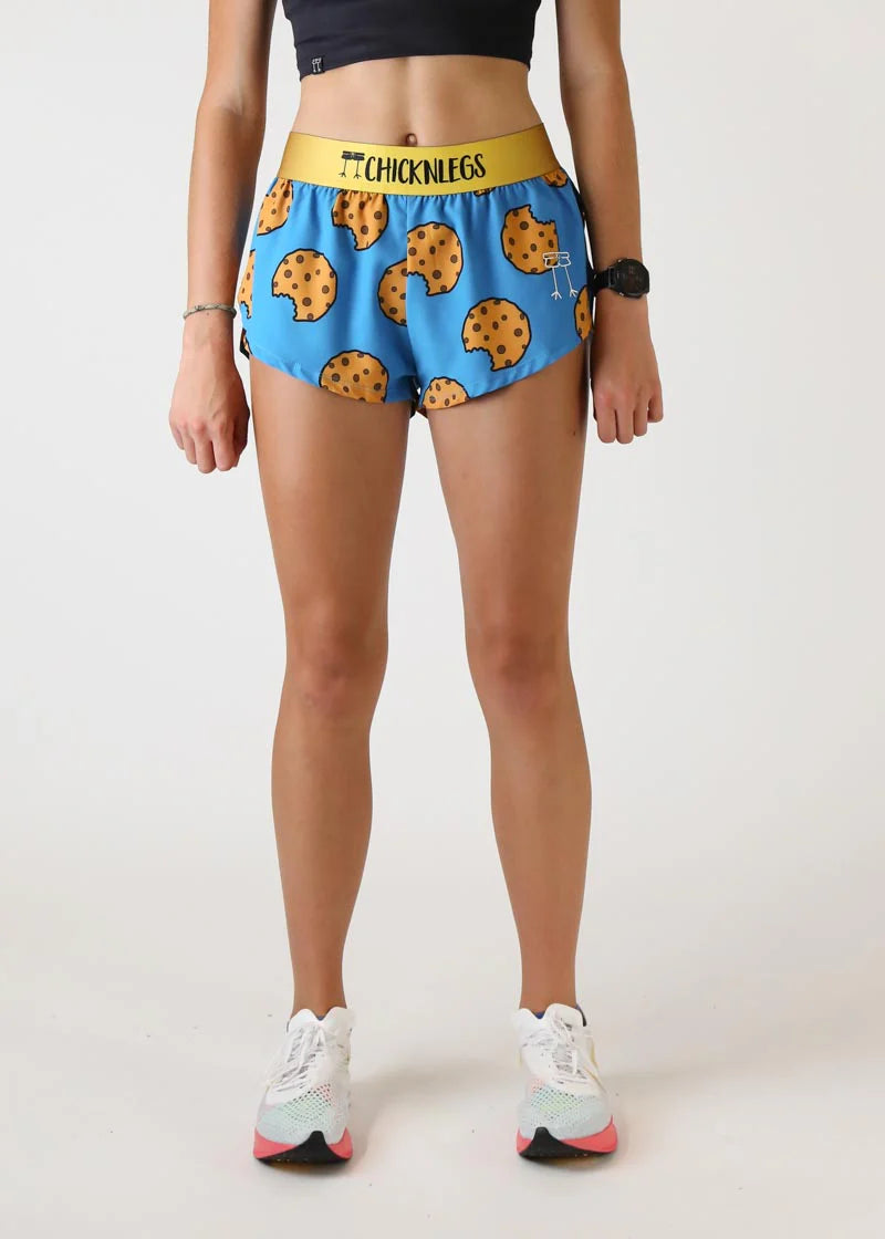 ChicknLegs Women's 1.5" Split Shorts in Chocolate Chip Cookies