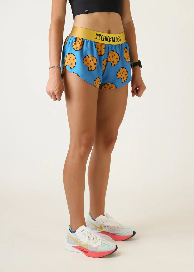 ChicknLegs Women's 1.5" Split Shorts in Chocolate Chip Cookies
