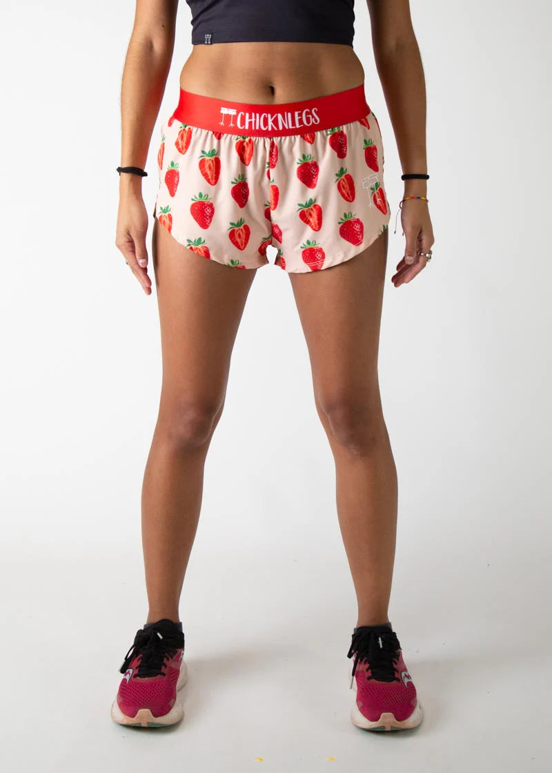 ChicknLegs Women's 1.5" Split Shorts in Strawberry