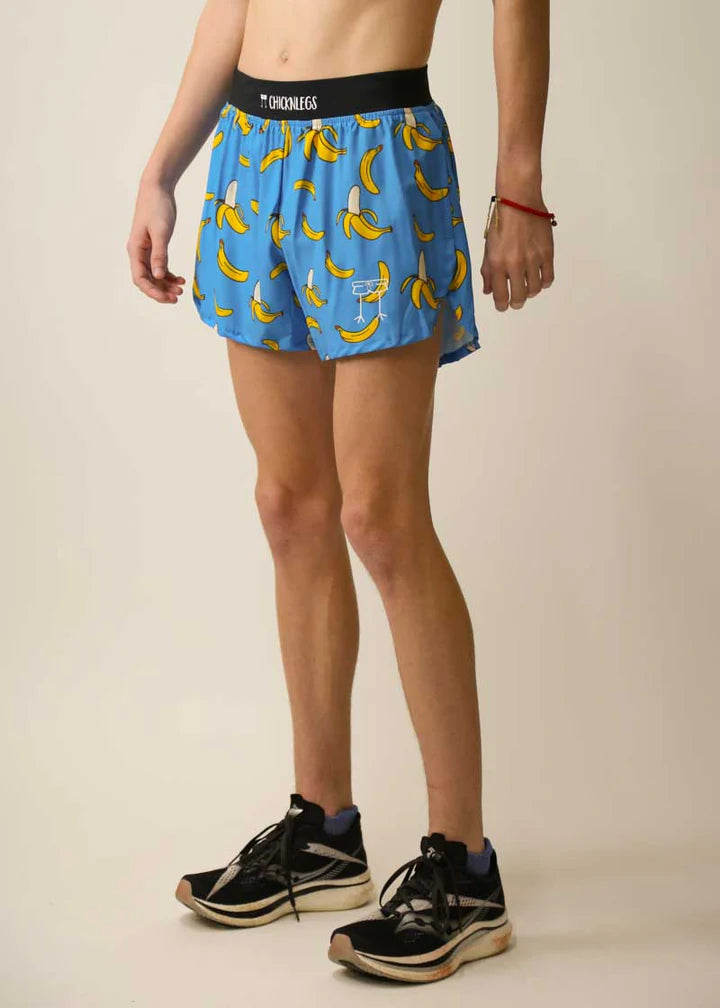 ChicknLegs Men's 4" Half Split Shorts in Blue Bananas