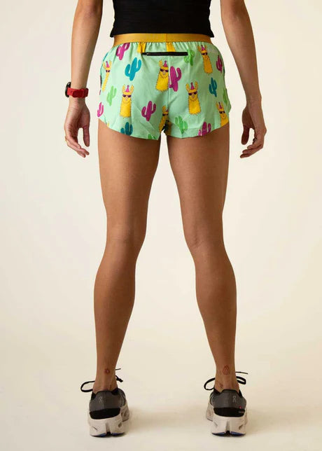 ChicknLegs Women's 1.5" Split Shorts in Green Llamas