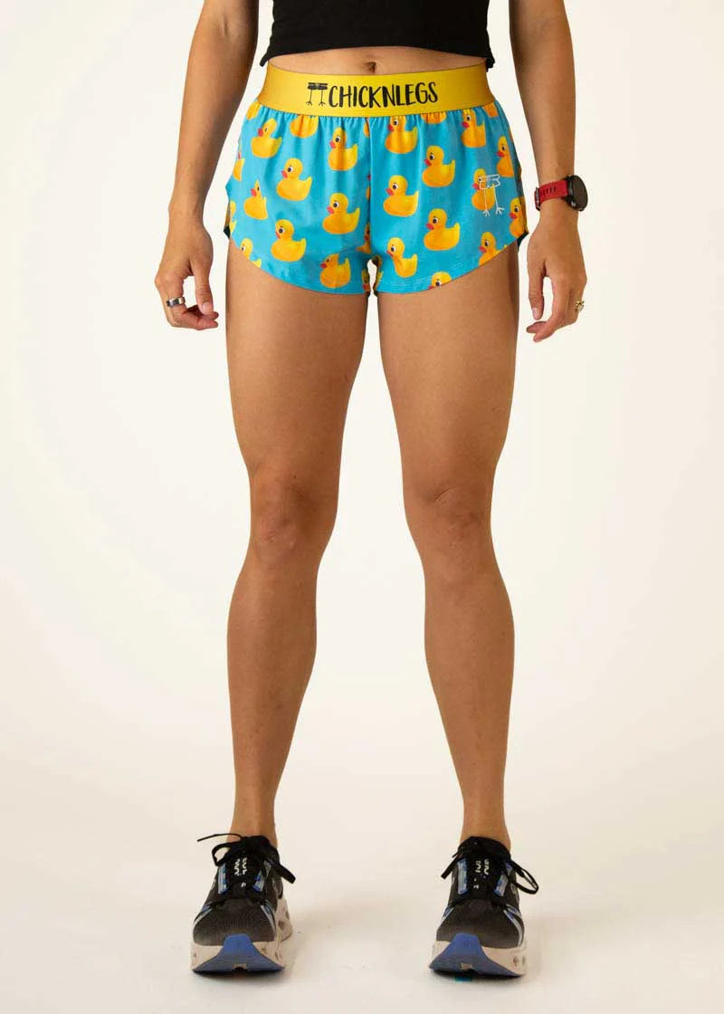 ChicknLegs Women's 1.5" Split Shorts in Rubber Ducky