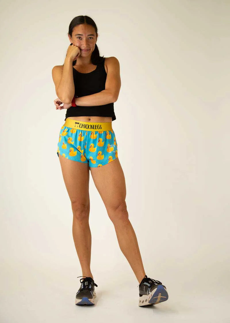 ChicknLegs Women's 1.5" Split Shorts in Rubber Ducky