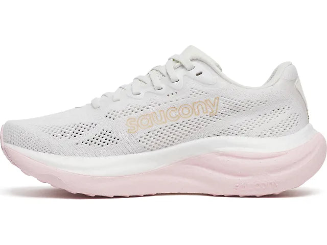 Women's Saucony Ride 19 Running Shoe in White Silk