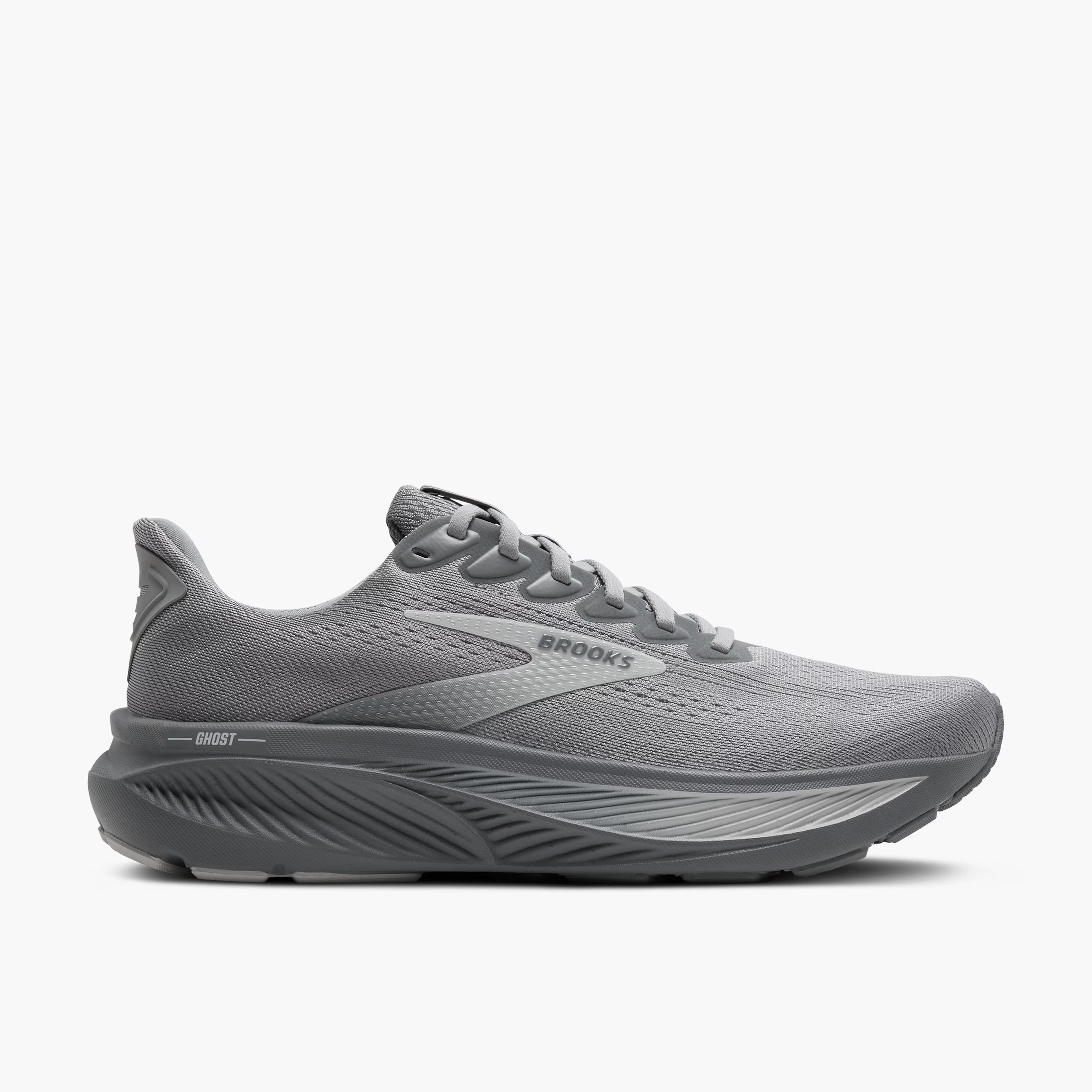 Men's Brooks Ghost 17 Road Running Shoe in Primer Gray/Oyster Mushroom