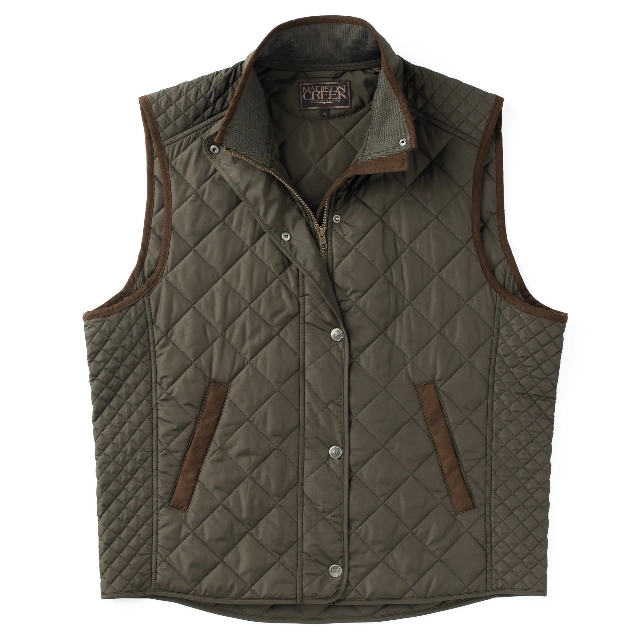 Madison Creek Greenville Diamond Quilted Nylon Vest in Loden