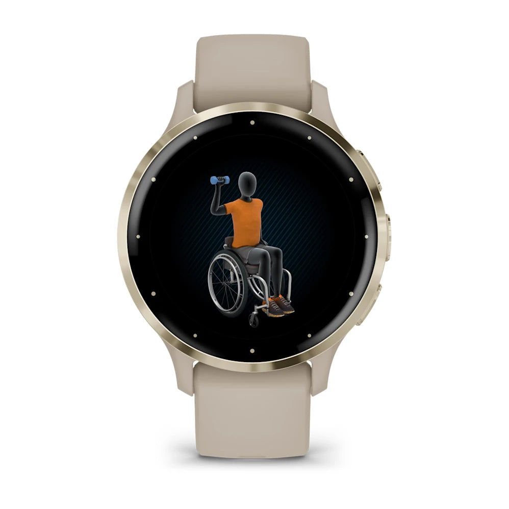 Garmin Venu® 3S Smartwatch, Soft Gold Stainless Steel Bezel with French Gray Case and Silicone Band