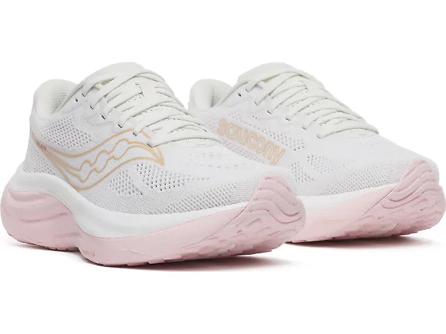 Women's Saucony Ride 19 Running Shoe in White Silk