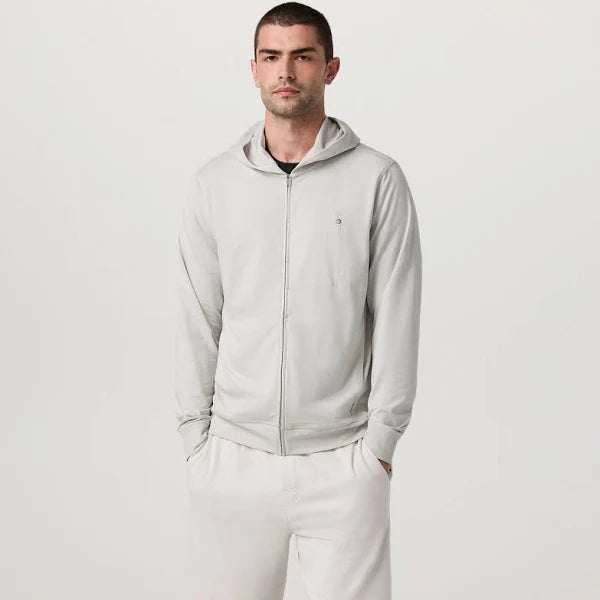 vuori Men's Ponto Full Zip Hoodie in Salt Heather