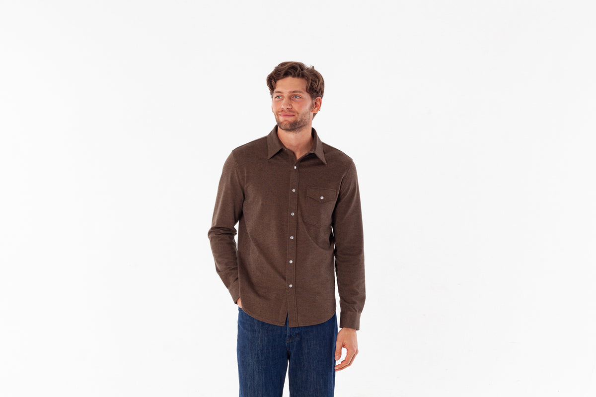 Criquet Chill Knit Pearl Snap in Woodgrain
