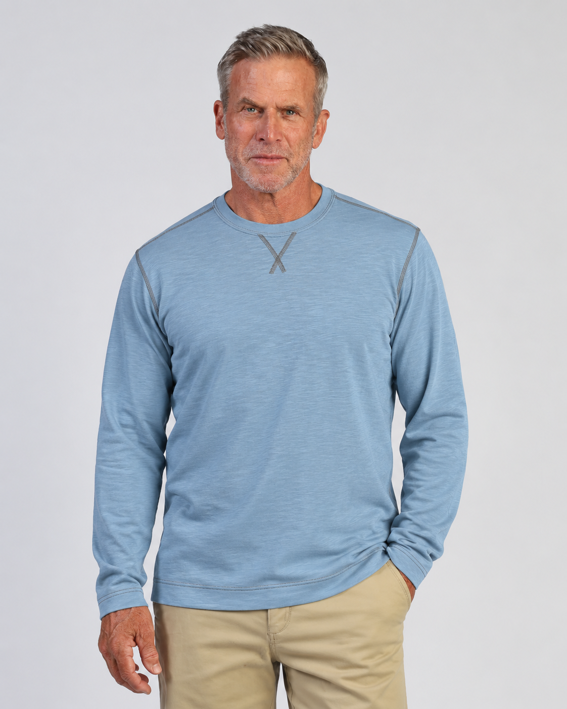 True Grit Long Sleeve Crew in Stratus