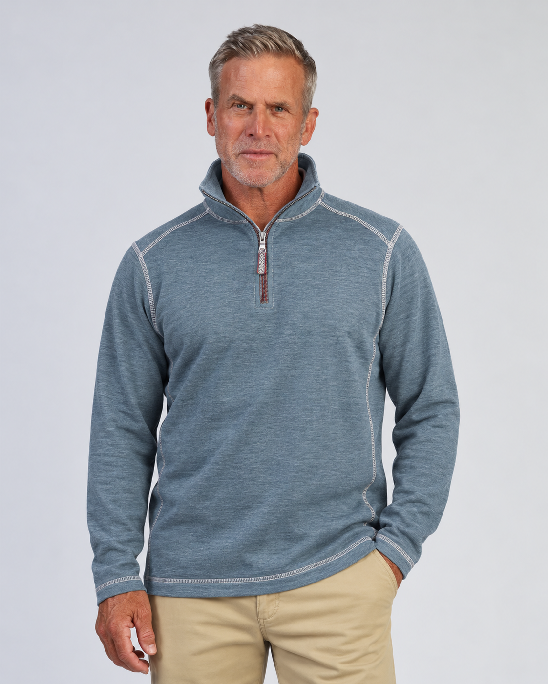 True Grit 1/4 Zip Pullover in Blue