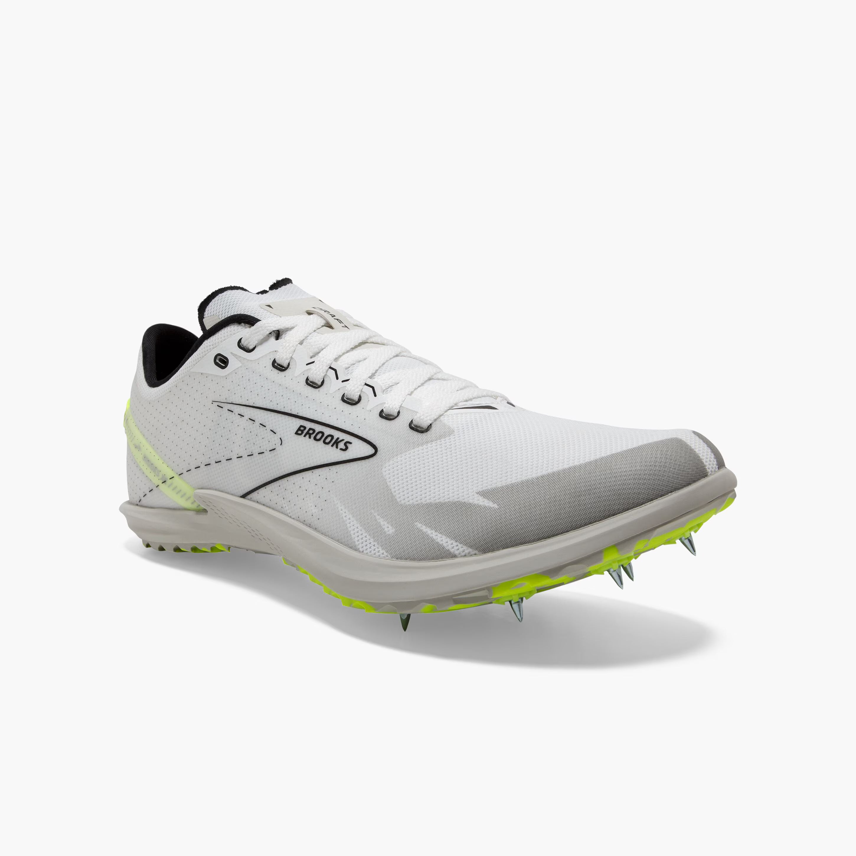 Brooks Running Draft XC Cross Country Running Shoe with Spikes in White/Black/Nightlife