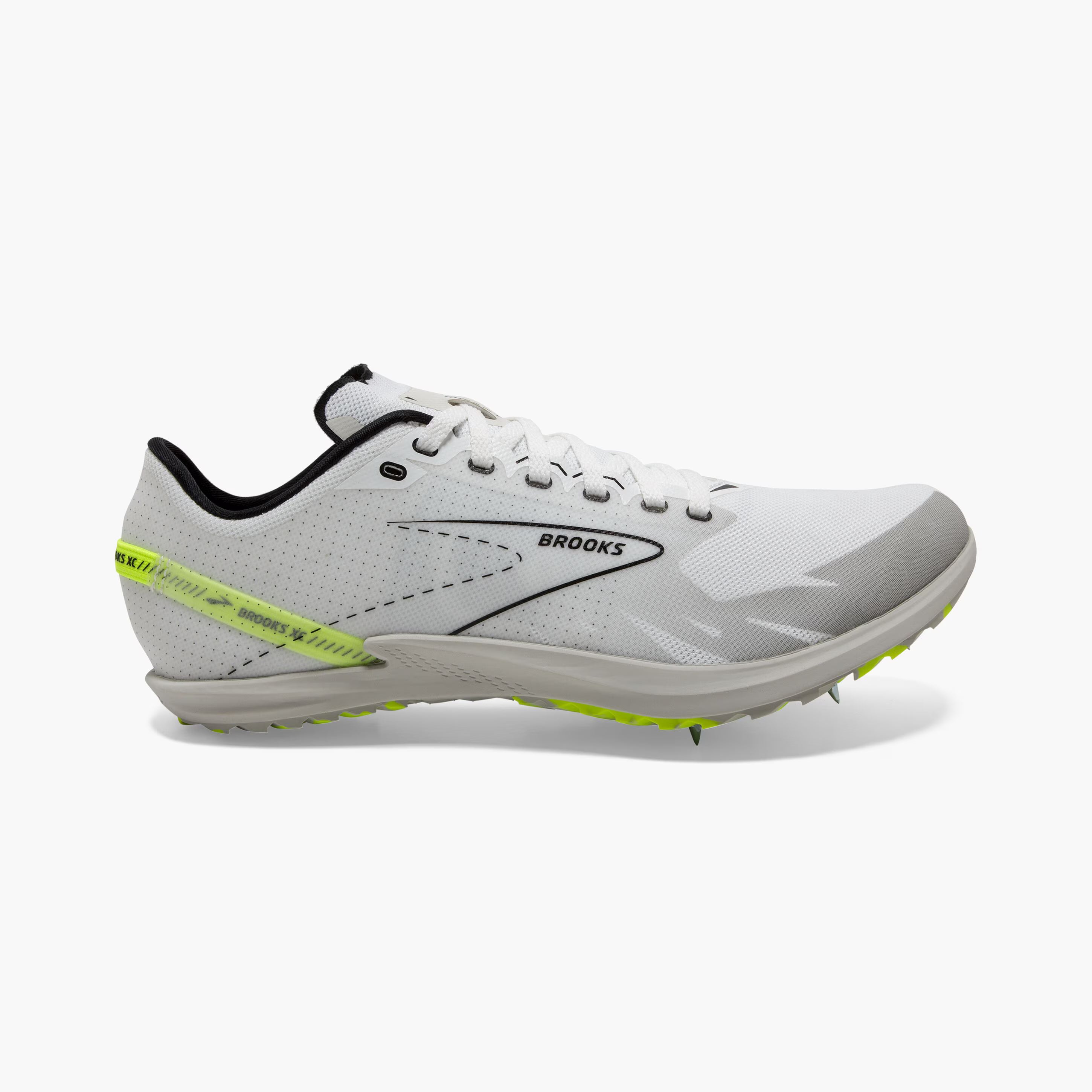Brooks Running Draft XC Cross Country Running Shoe with Spikes in White/Black/Nightlife